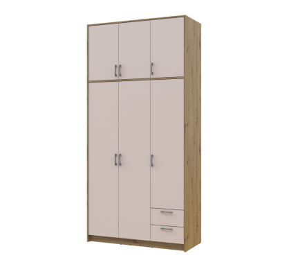 Šatní skříň Doros Rondy s vysokou antresolou Dub Artisan/Kašmír 3 dvere 121×52×260 (42005193)