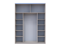 Šatní skříň s posuvnými dveřmi Doros G-Caiser Kašmír / Černá 1 DTD / 1 sklo / 3 části 180x60x240 (42005323)