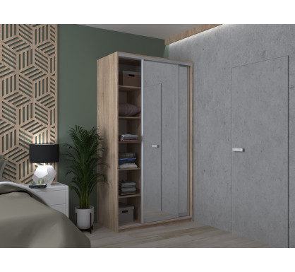 Šatní skříň Doros City Light Dub Sonoma 2 zrcadla 120×60×225 (42002036)