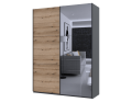Skříň s posuvnými dveřmi Doros G-Caiser Grafit / Dub Evok 1 DTD / 1 zrcadlo / 3 části 180x60x240 (42005013)
