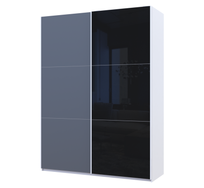 Skříň s posuvnými dveřmi Doros G-Caiser Bílá Grafit/Černá 1 DTD / 1 sklo / 3 části 180x60x240 (42005095)
