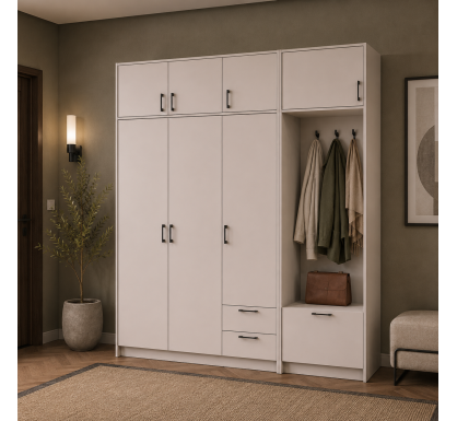 Šatní skříň Doros Rondi s věšákem a nástavcem Kašmír 3 dvere 181x52x236 (42005395)