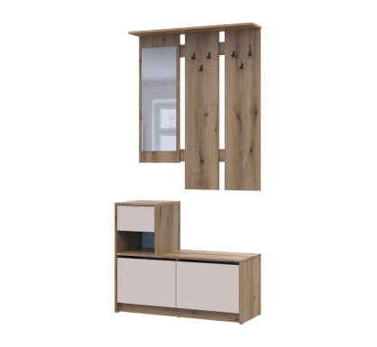 Předsíň Bela Dub Evok/Kašmír 1 DTD / 1 zrcadlo 100×40×210 (44900411)