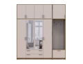 Šatní skříň Doros Rondi s věšákem, zrcadlem a vysokým nástavcem Dub Artisan / Kašmír, 4 dvere 220×52×260 (42005302)