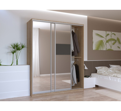 Šatní skříň Doros City Light Dub Sonoma 3 zrcadla 180×60×225 (42002057)
