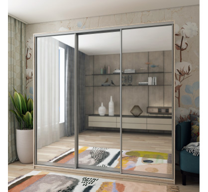 Šatní skříň Doros City Light Dub Sonoma 3 zrcadla 225×60×225 (42002138)