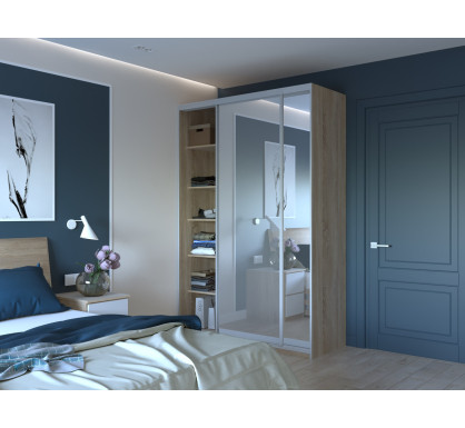 Šatní skříň Doros City Light Dub Sonoma 2 zrcadla 150×60×225 (44900073)