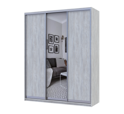 Šatní skříň Doros City Light Borovice Natti 2 DTD / 1 zrcadlo 180×60×225 (80736522)