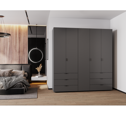 Šatní skříň na oblečení Doros Gelar set Grafit 2+3 dveře 193,7×49,5×203,4 (42002132)