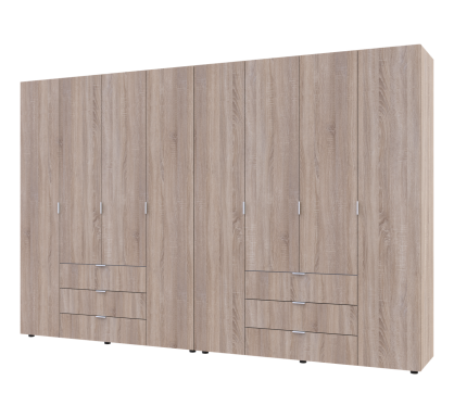 Šatní skříň na oblečení Doros Gelar set Sonoma 4+4 dveře 310×49,5×203,4 (42002129)