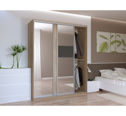 Šatní skříň Doros City Light Dub Sonoma 1 DTD / 2 zrcadla 180×60×225 (44900030)