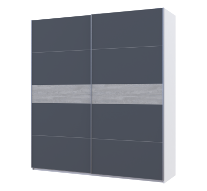 Šatní skříň Doros G-Caiser Bílá / Grafit vložka Beton 2 DTD / 5 části 220×60×240 (44900281)
