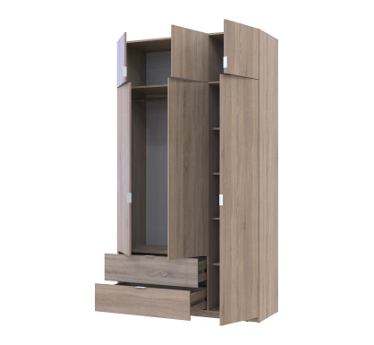 Šatní skříň Lukas Dub Sonoma/Dub Sonoma 3 dveře 135x50x240 (80737803)