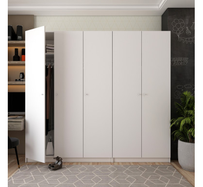 Skříň na oblečení Doros Promo Bílá 2+3 dveře 225×48×204 (42005004)
