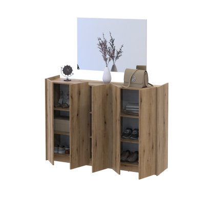 Botník se zrcadlem Doros Kassel Dub Evok 5 DTD 159×40×110 (42005502)