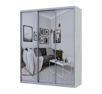 Šatní skříň Doros City Light Borovice Natti 3 zrcadla 180×60×225 (80736524)