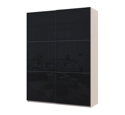 Šatní skříň s posuvnými dveřmi Doros G-Caiser Kašmír / Černá 2 skla / 3 části 180x60x240 (42005326)