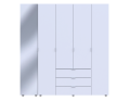 Skříň na oblečení Doros Gelar Bílý 4 dveře/zrcadlo 194 × 49,5 × 203,4 (42002160)