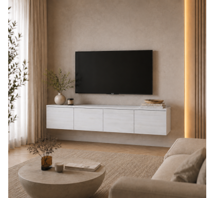 TV stolek Doros Levia Bílé dřevo 4 dveře 160x35x33 (41516117)