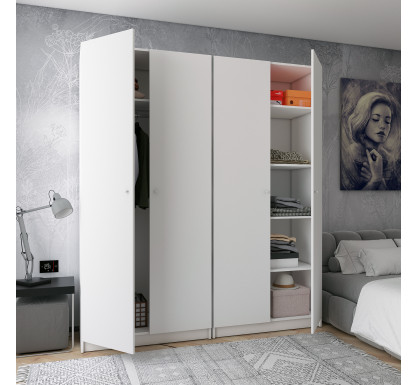 Set Doros Promo s policemi Bílá 2+2 dveře 180×48×204 (44900288)