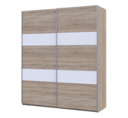 Skříň s posuvnými dveřmi Doros L-Caiser Dub Sonoma vložky Bílá 2 DTD 180x60x213 (65789455)