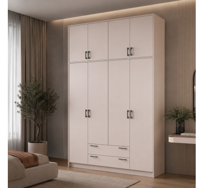 Šatní skříň Doros Rondy s s vysokým nástavcem Kašmír 4 dvere 160x52x260 (80738488)