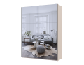 Šatní skříň s posuvnými dveřmi Doros G-Caiser Kašmír 2 zrcadla / 3 části 180x60x240 (42005324)