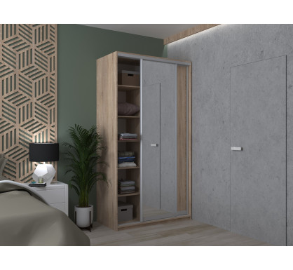 Šatní skříň Doros City Light Dub Sonoma 1 DTD / 1 zrcadlo 120×60×225 (42002035)
