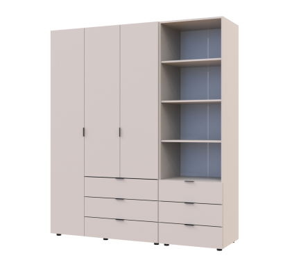 Šatní skříň Doros Gelar Kašmír 3 dveře s regálem 176,2×49,5×203,4 (42005175)