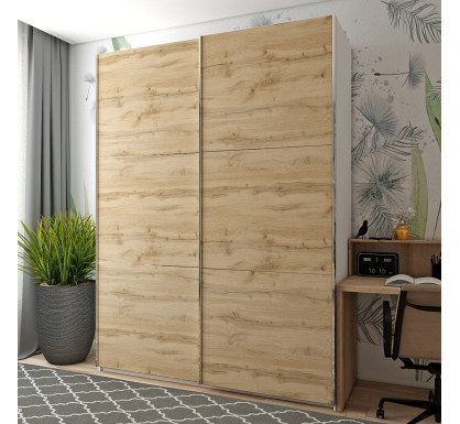 Skříň s posuvnými dveřmi Doros G-Caiser Bílá / Dub Evok 2 DTD / 3 části 180x60x240 (42005020)