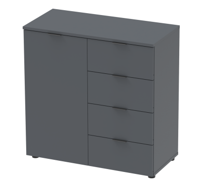 Komoda Doros Ron 1 1 dveře 4 zásuvky Grafit 80 × 38 × 81 (41516006)