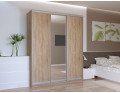 Šatní skříň Doros City Light Dub Sonoma 2 DTD / 1 zrcadlo 180×60×225 (41070010)
