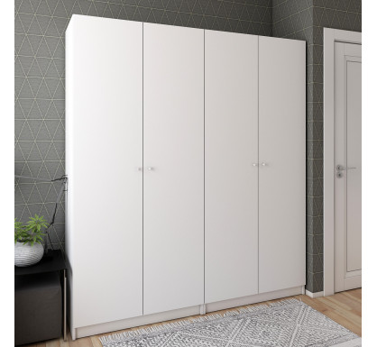 Skříň na oblečení Doros Promo Bílá 2+2 dveře 180×48×204 (42005008)