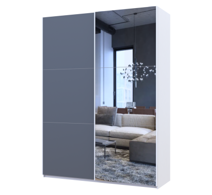 Skříň s posuvnými dveřmi Doros G-Caiser Bílá Grafit 1 DTD / 1 zrcadlo / 3 části 160x60x240 (42005086)