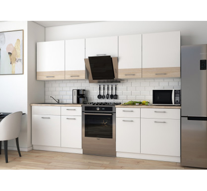 Kuchyně Lea Doros 2,6 m Bílá/Dub Sonoma DTD 260×60×250 (81000009)