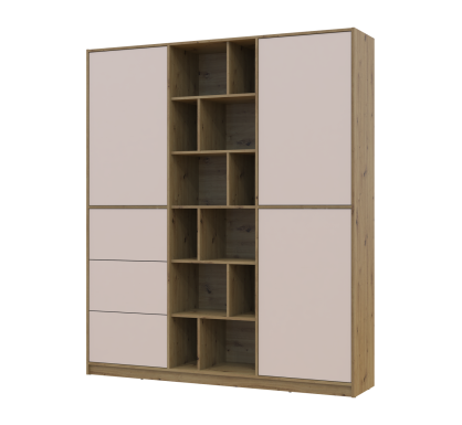 Skříň na oblečení Doros Morgan Dub Artisan/Kašmír DTD /Zásuvky 180×40×210 (44900409)