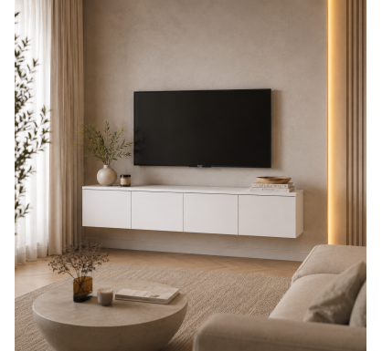 TV stolek Doros Levia Bílý 4 dveře 160x35x33 (41516091)