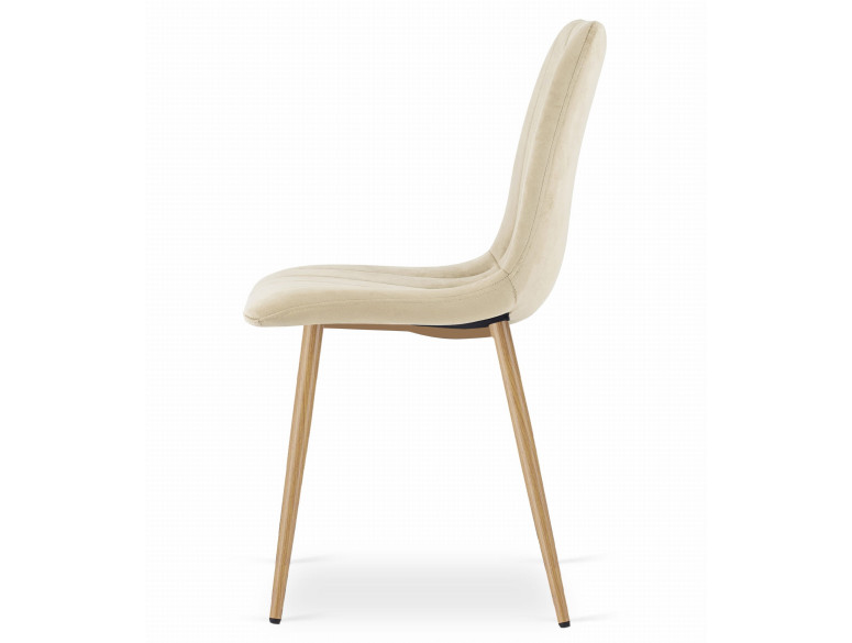 Židle LAVA – světle béžový samet / dřevěné nohy (10039181)