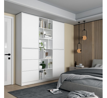 Skříň na oblečení Doros Morgan Bílý dveře/šuplíky DTD 180×40×210 (42002246)