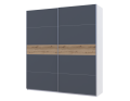 Šatní skříň Doros G-Caiser Bílá / Grafit vložka Dub Evok 2 DTD / 5 části 220×60×240 (44900282)