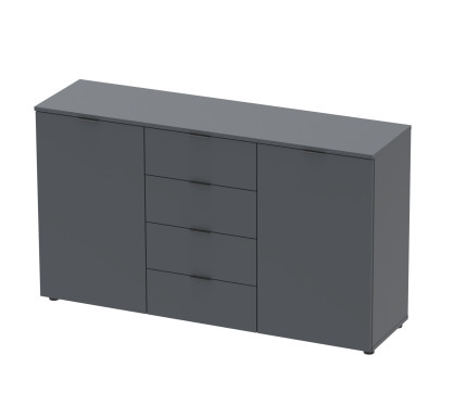 Komoda Doros Ron 5 Grafit 2 dveře 4 zásuvky 140 × 38 × 81 (44900235)