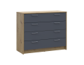 Komoda Doros Rondi Dub Artisan/Grafit 4 zásuvky 100×40×82 (41516186)