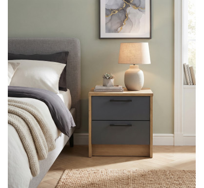 Noční stolek Doros Rondi Dub Artisan/Antracit 2Zás 40x35x40 (41516286)