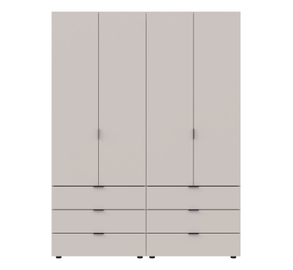 Šatní skříň na oblečení Doros Gelar set Kašmír 2+2 dveře 155×49,5×203,4 (80737637)
