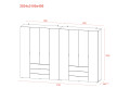 Šatní skříň na oblečení Doros Gelar set Kašmír 4+4 dveře 310×49,5×203,4 (80737642)