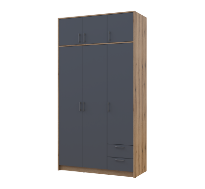 Šatní skříň Doros Rondy s nadstavcem Dub Artisan/Graphit 3 dveře 121x52x236 (80737818)
