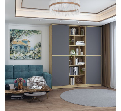 Skříň na oblečení Doros Morgan Grafit/Dub Artisan dveře DTD 180×40×210 (42001256)