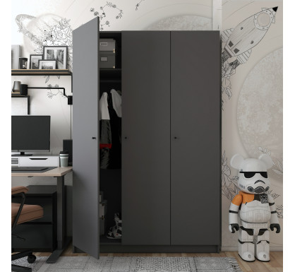 Šatní skříň Promo Antracit 3 dveře 135x48x204 (44900524)