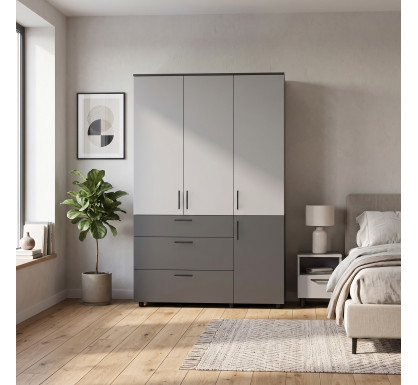 Skříň na oblečení Doros Thorn Antracit/Šedá 3 DTD/3Š tyč 135х51.6х200 (44900521)