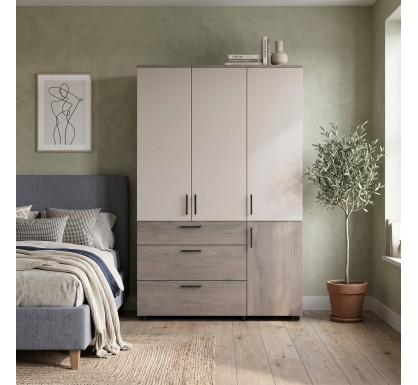 Skříň na oblečení Doros Thorn Cremona Cannolo/Kašmír 3 DTD/3Š tyč 135х51.6х200 (44900501)